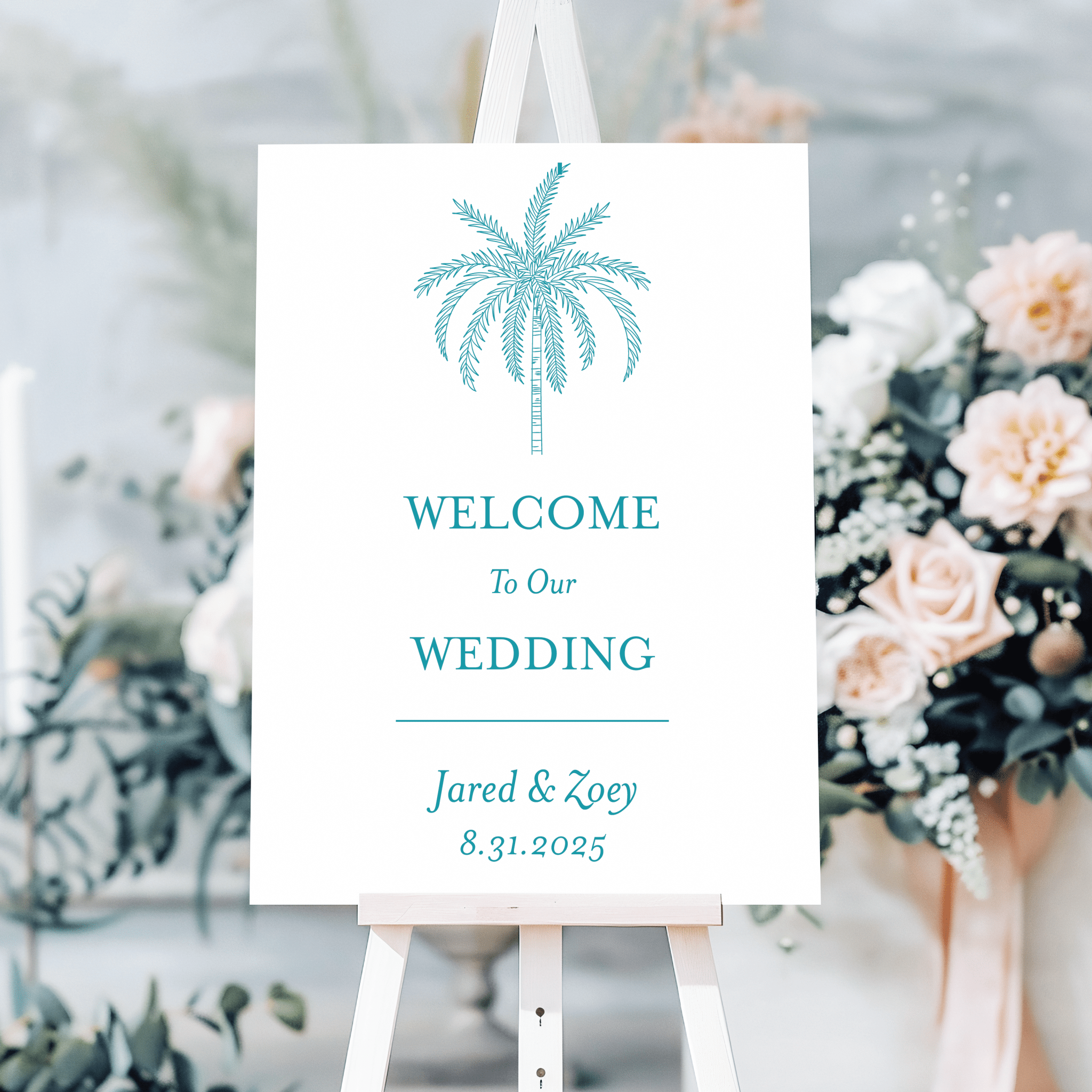 Palm Tree Wedding Welcome Sign - Welcome Sign