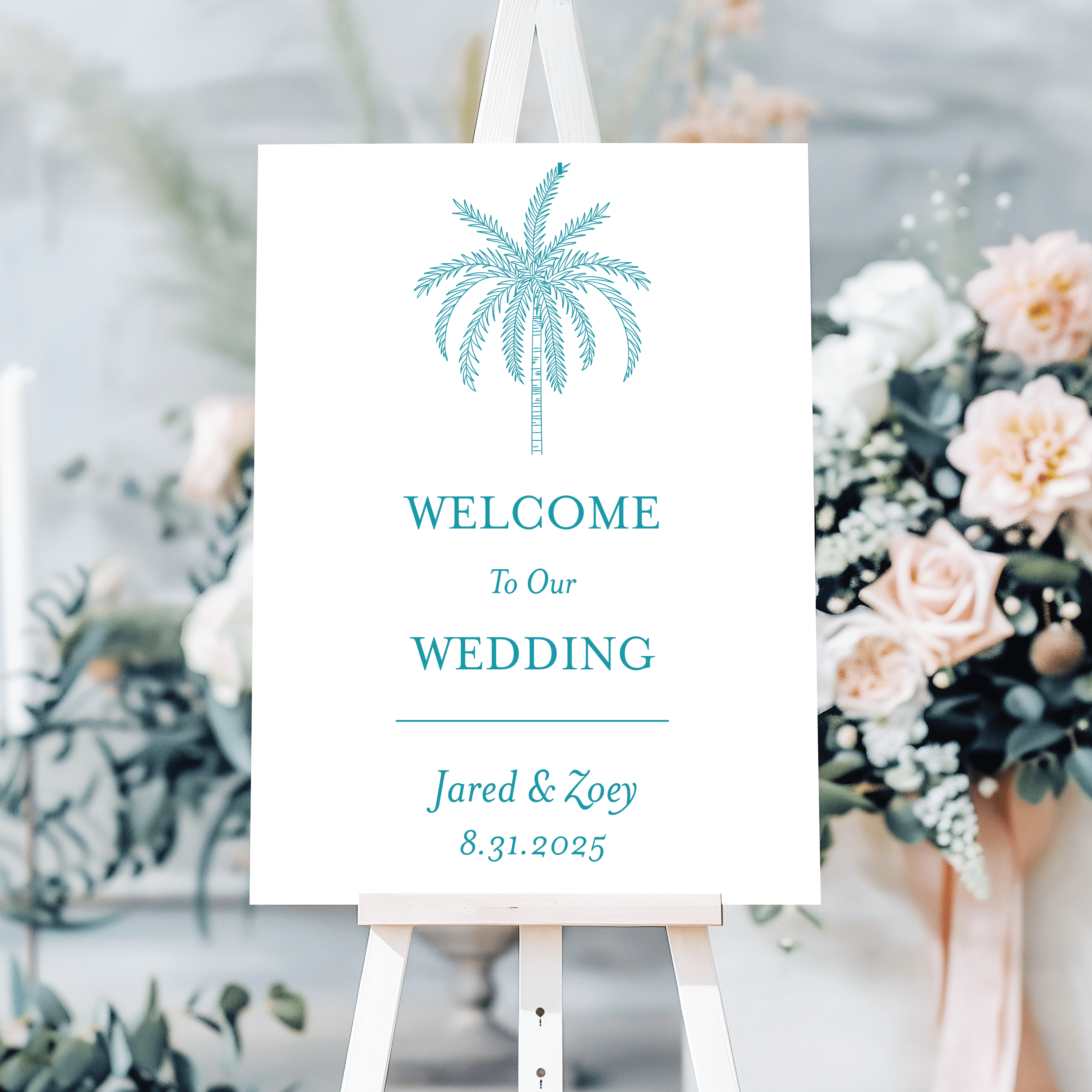 Palm Tree Wedding Welcome Sign - Welcome Sign