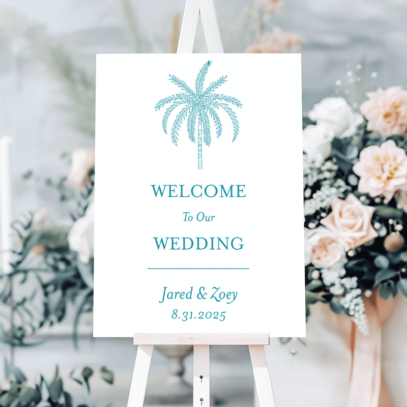 Palm Tree Wedding Welcome Sign - Welcome Sign