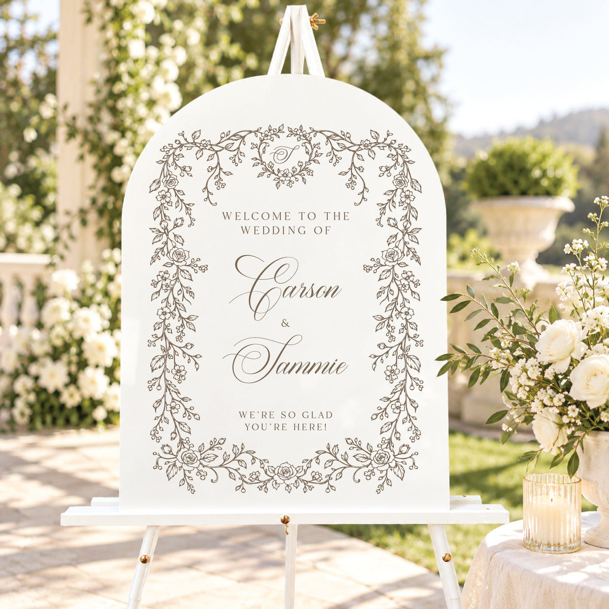 Personalized Vintage Floral Wedding Welcome Sign