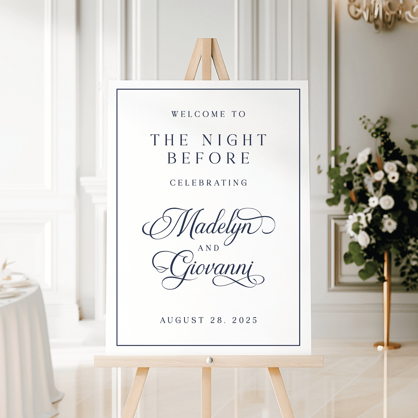 Elegant Night Before Rehearsal Dinner Welcome Sign