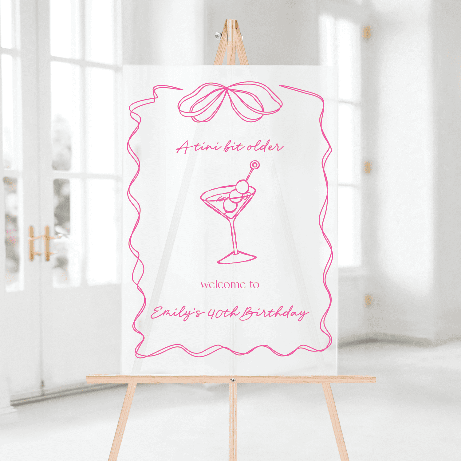 Martinis & Milestones Birthday Welcome Sign