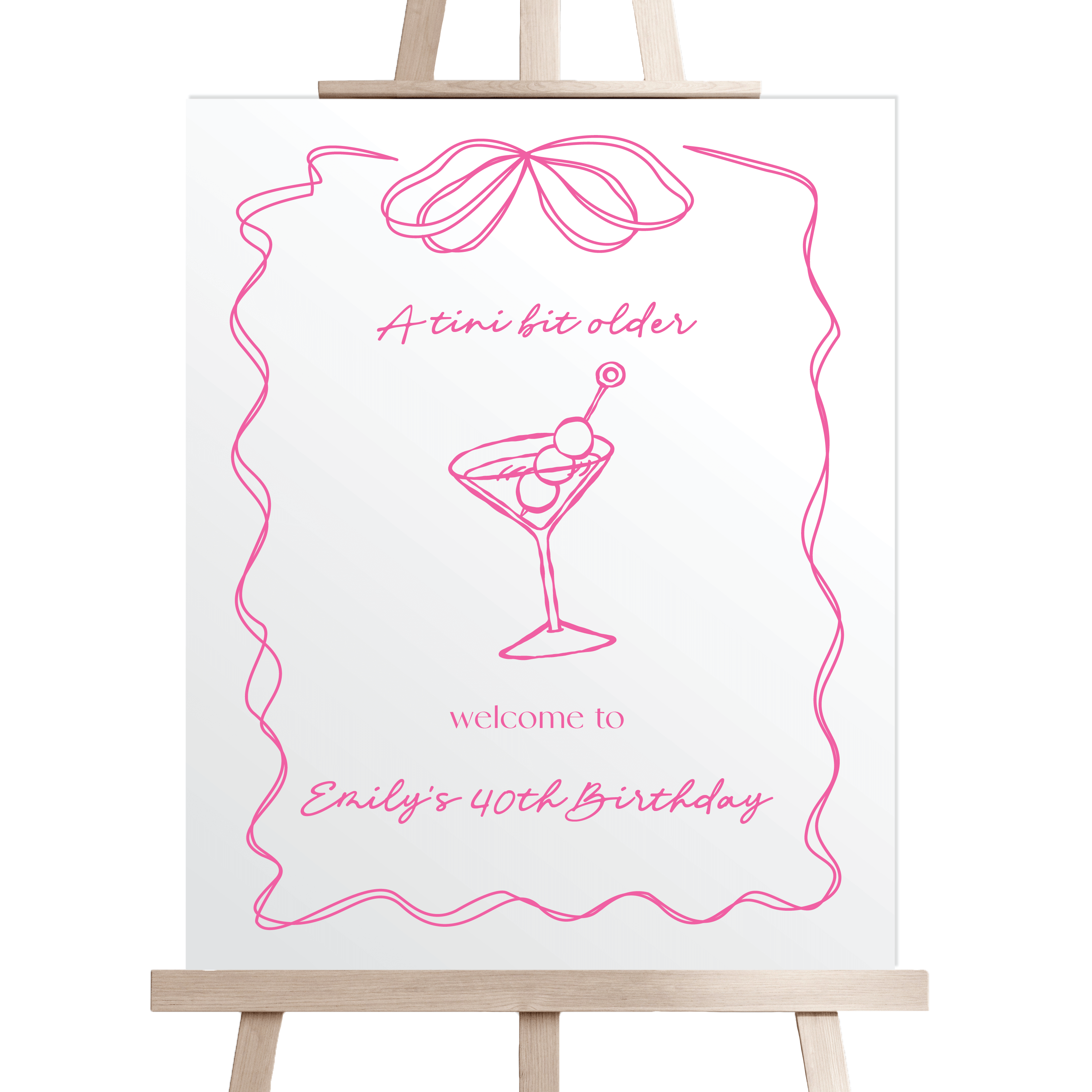 Martinis & Milestones Birthday Welcome Sign