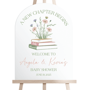 A New Chapter Begins Baby Shower Welcome Sign