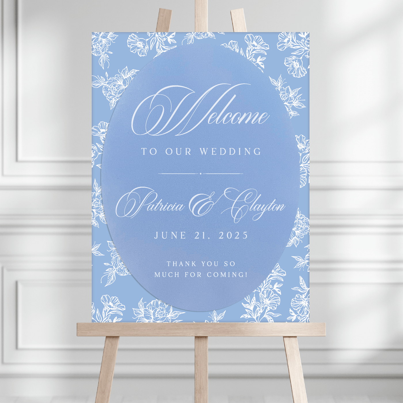 Toile Floral Chinoiserie Wedding Welcome Sign