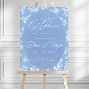 Toile Floral Chinoiserie Wedding Welcome Sign