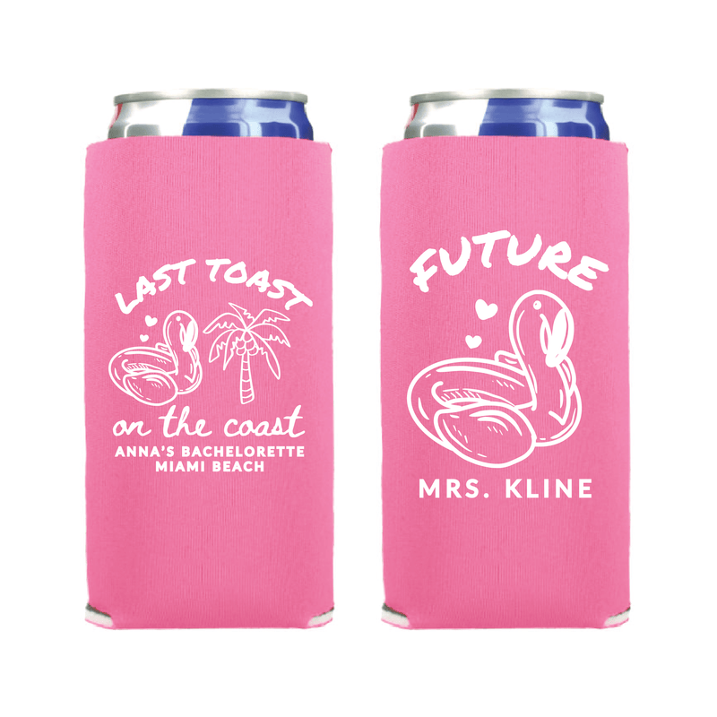 Last Toast On The Coast Bachelorette Slim Can Cooler - Can Cooler - Slim