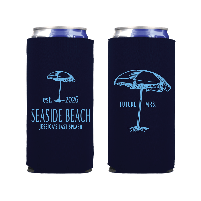 Beach Bach Personalized Bachelorette Slim Can Cooler - Can Cooler - Slim