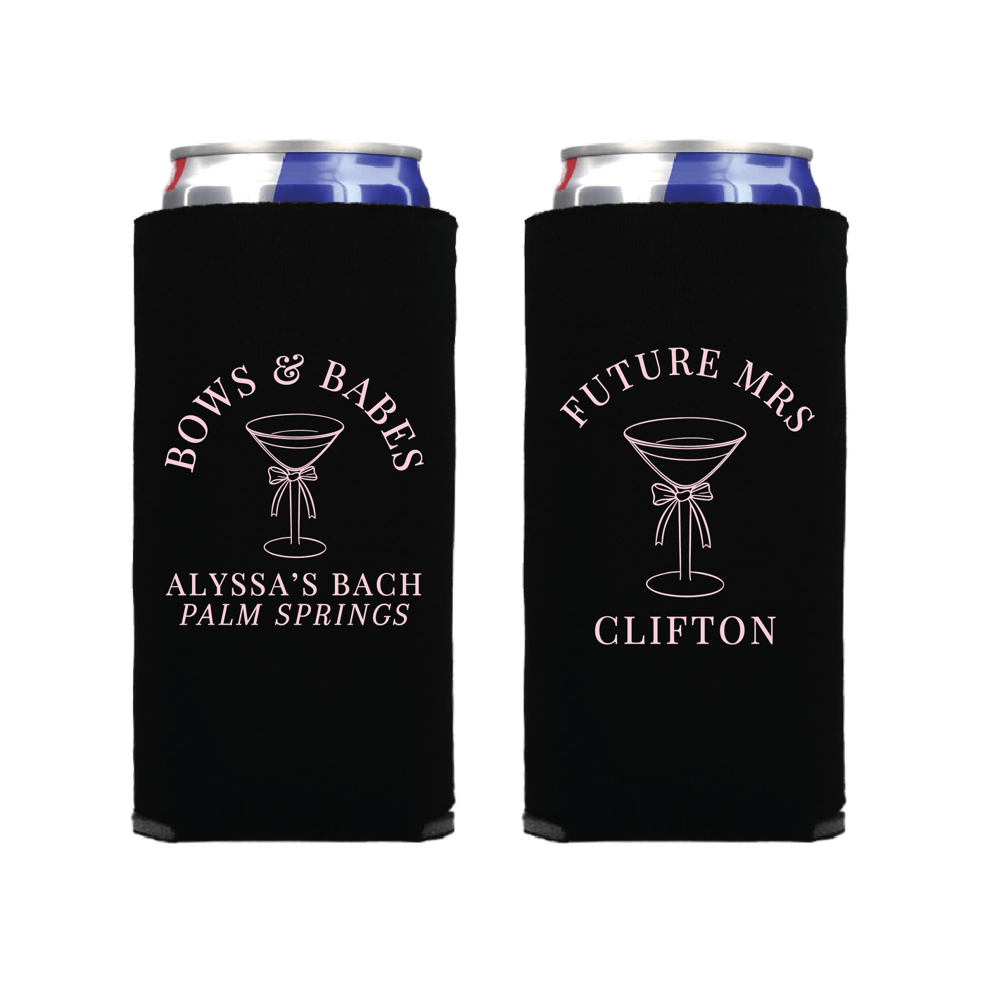 Bows And Babes Bachelorette Slim Can Cooler