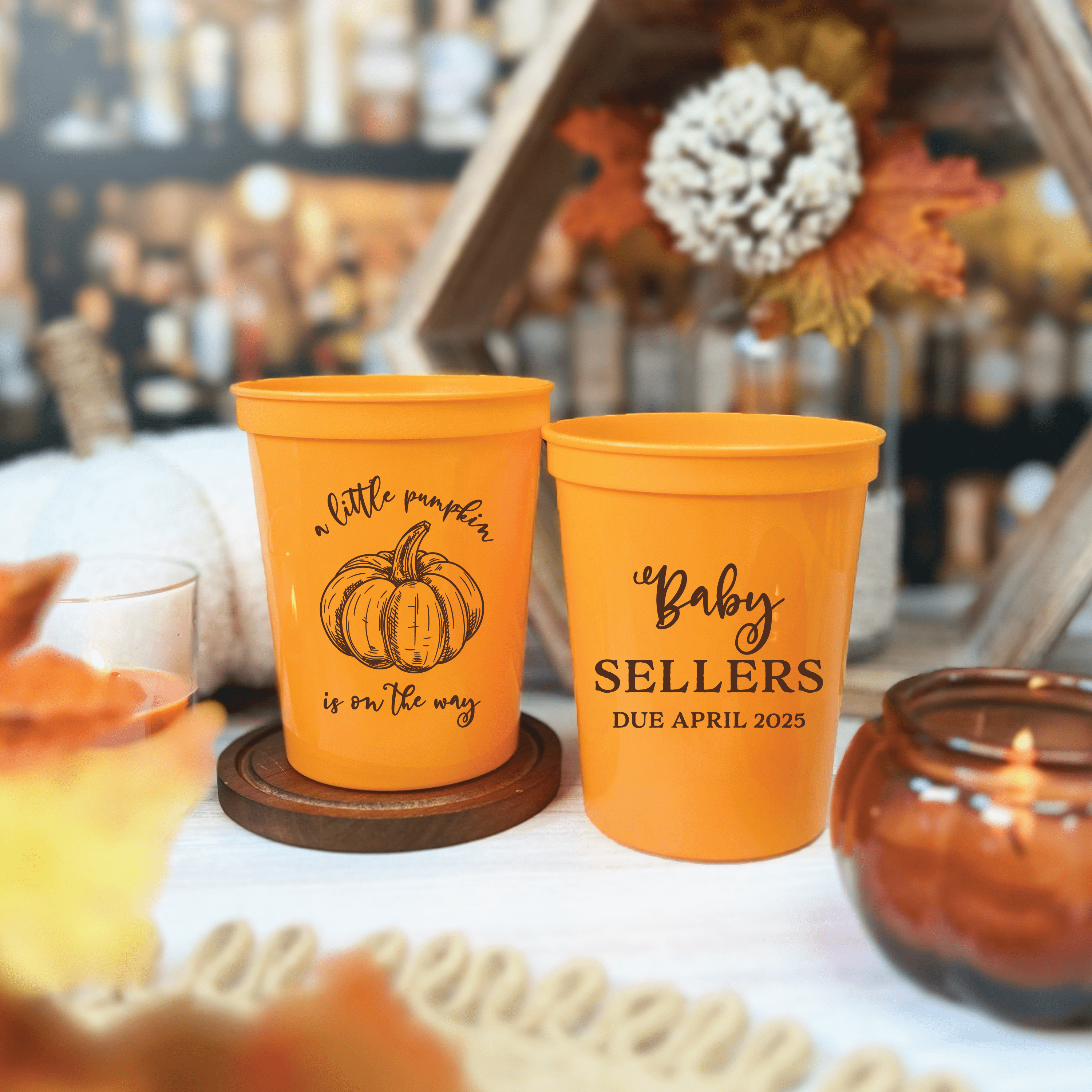 Little Pumpkin Personalized Baby Shower Stadium Cups - Cup - Stadium