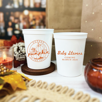 Cutest Pumpkin in the Patch Personalized Baby Shower Stadium Cups