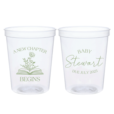 A New Chapter Begins Baby Shower Stadium Cups
