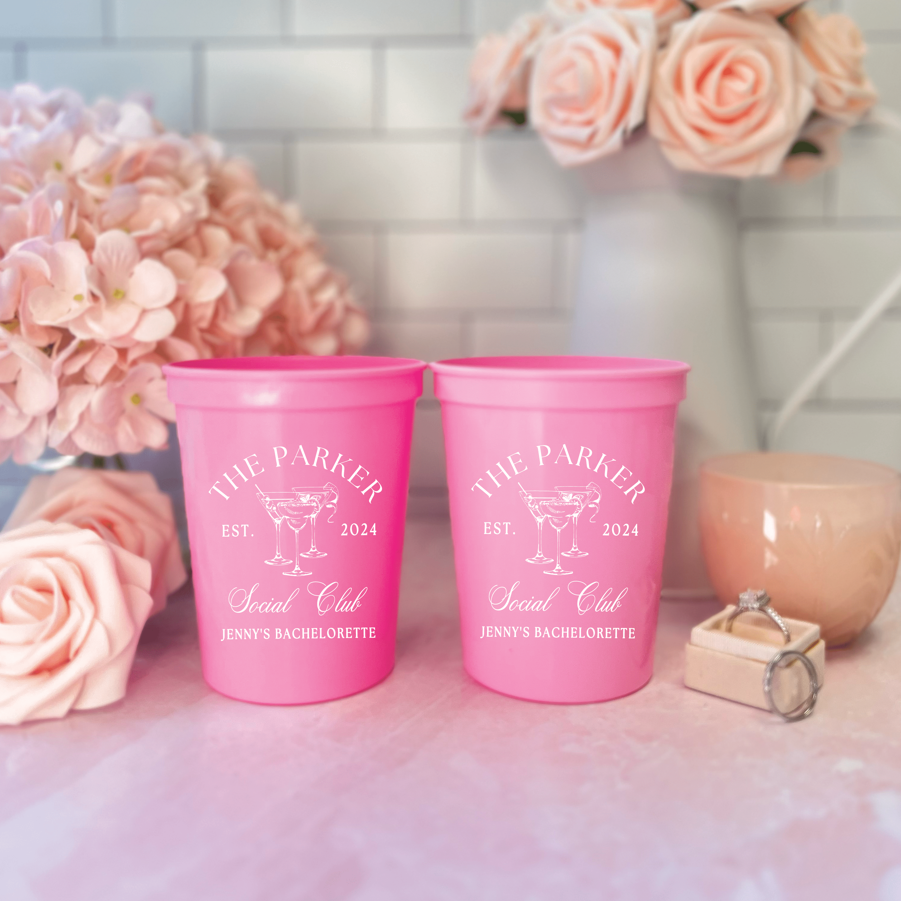 Custom Last Name Social Club Bachelorette Stadium Cups - Cups - Stadium - Bachelorette