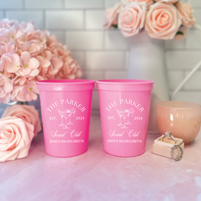 Custom Last Name Social Club Bachelorette Stadium Cups