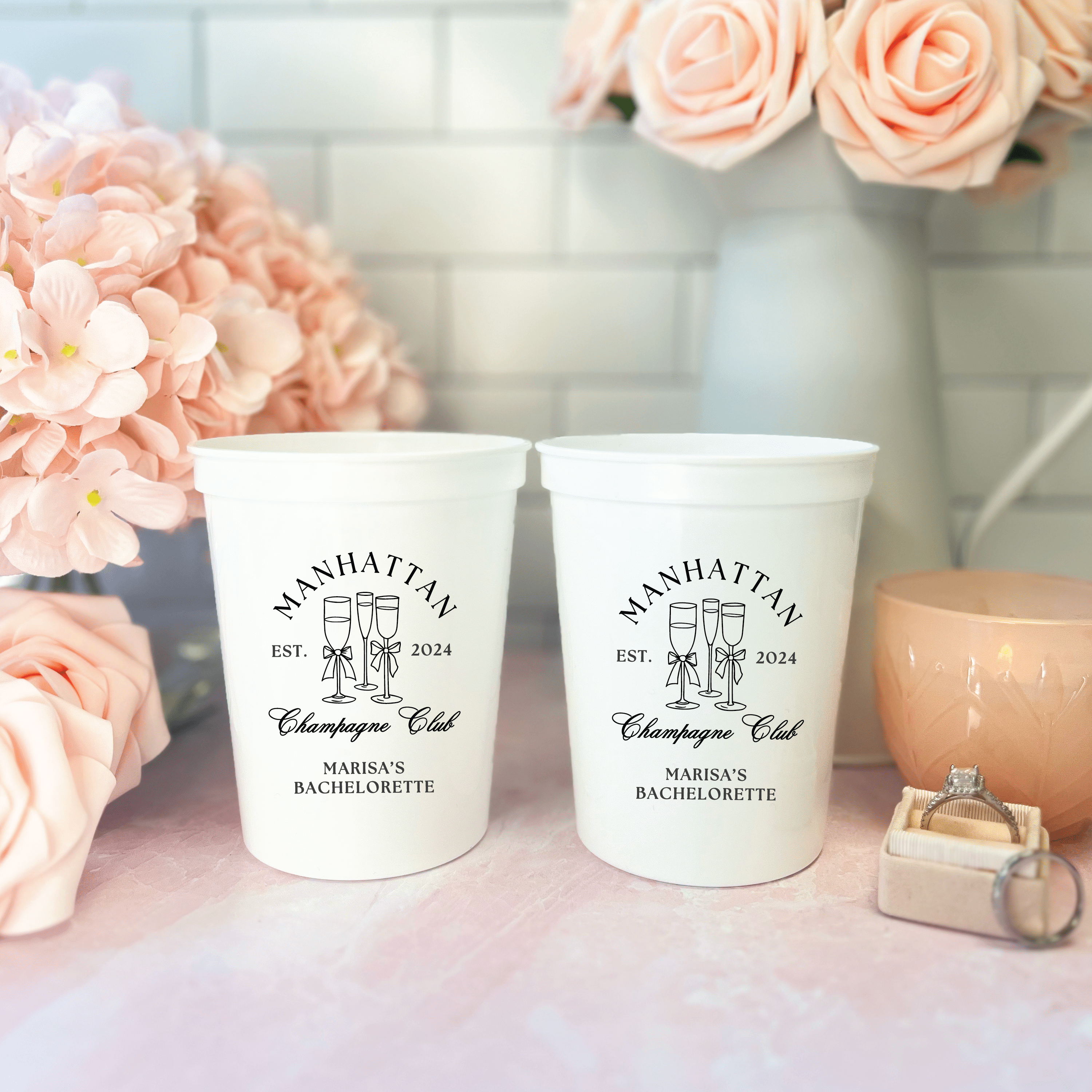 Custom Location Champagne Club Bachelorette Stadium Cups - Cups - Stadium - Bachelorette