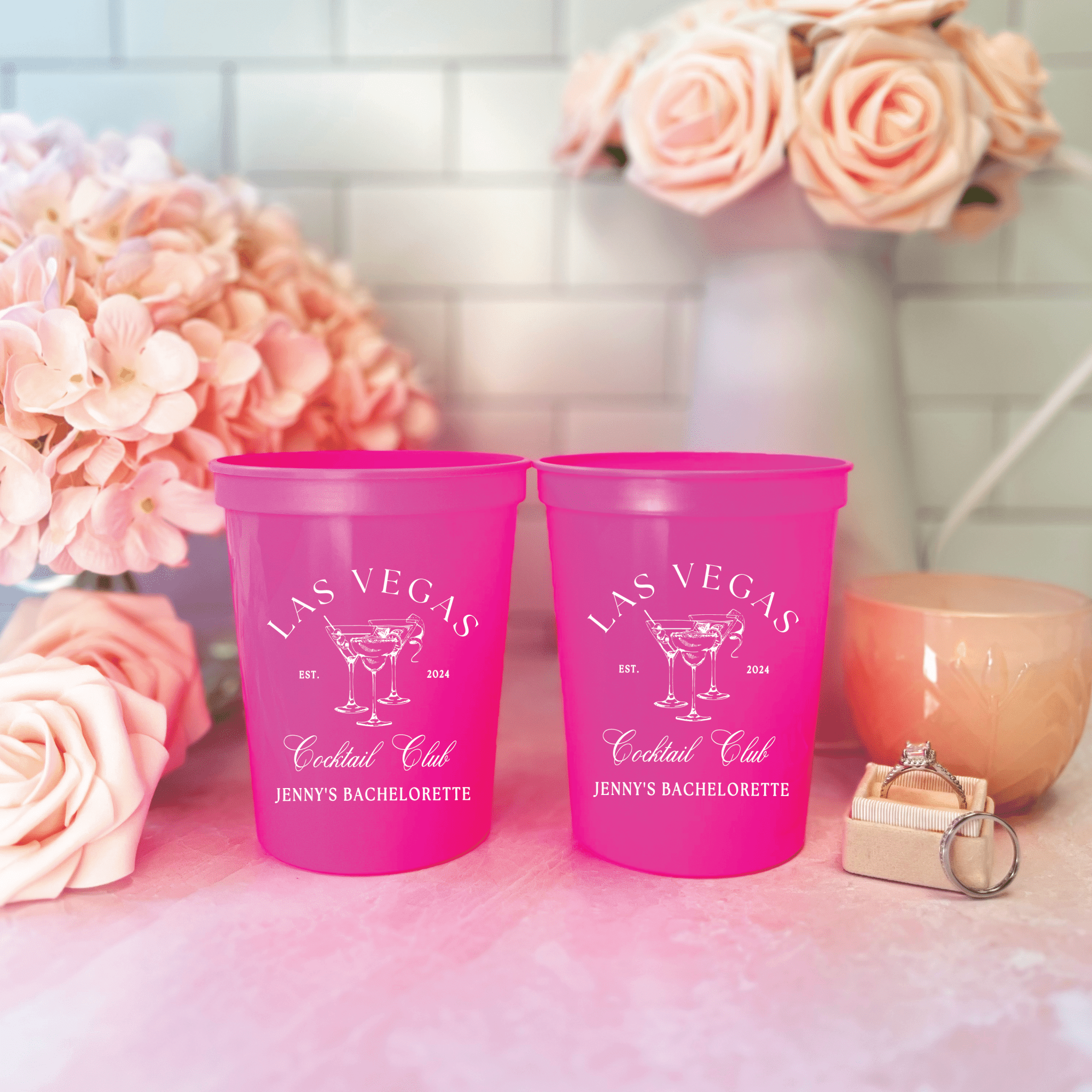 Custom Location Cocktail Club Bachelorette Stadium Cups - Cups - Stadium - Bachelorette