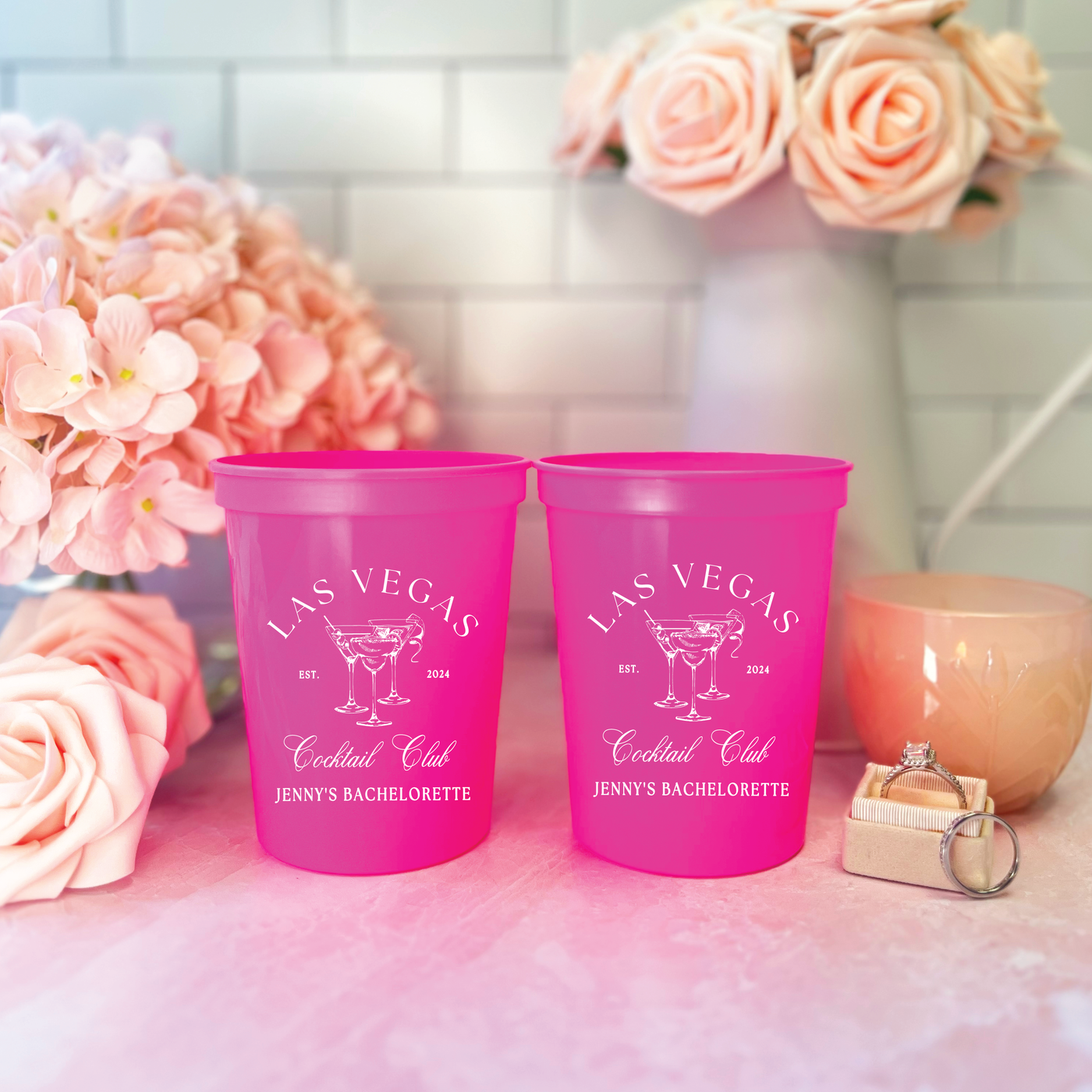 Custom Location Cocktail Club Bachelorette Stadium Cups