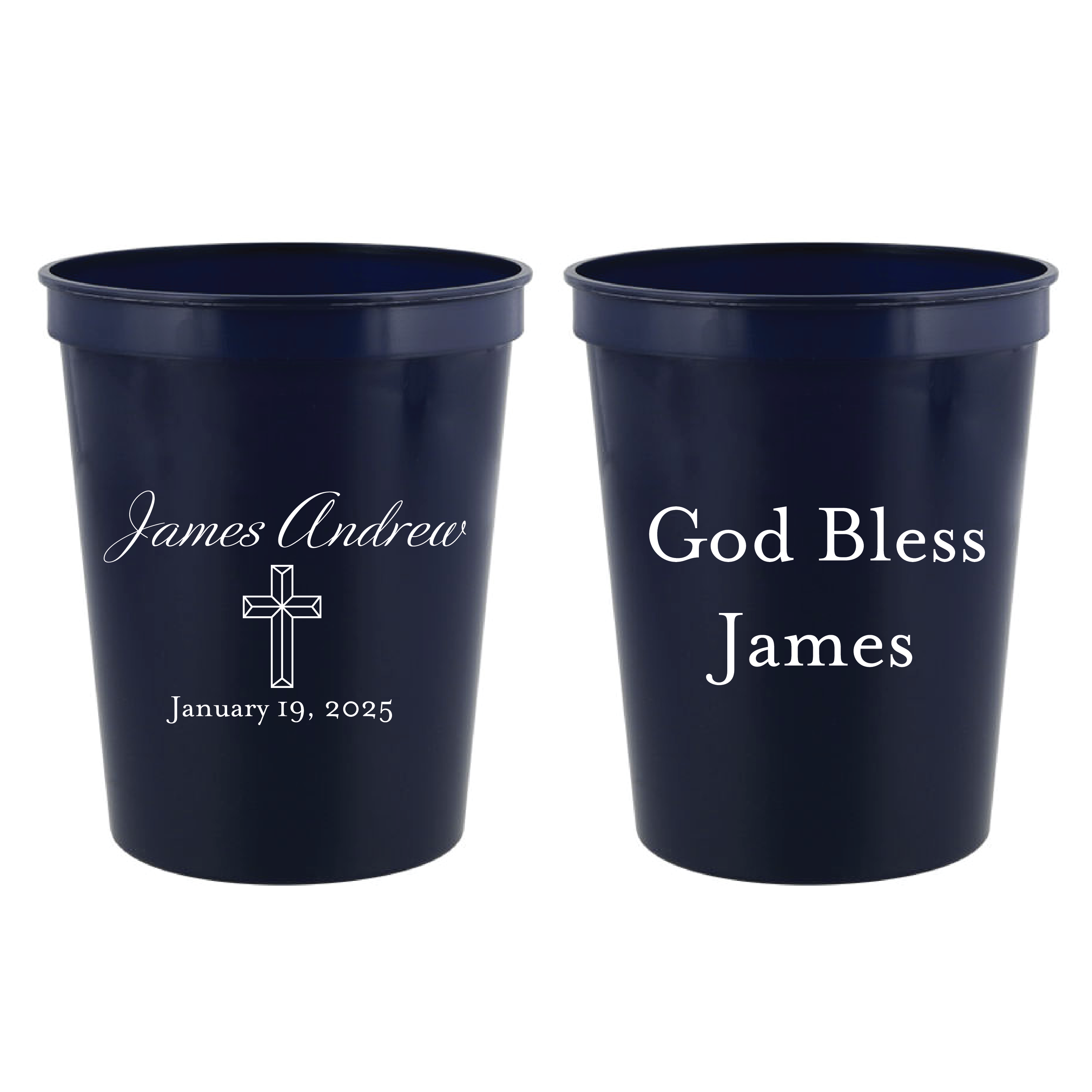 God Bless Personalized Christening/Baptism Stadium Cups - Cup - Stadium