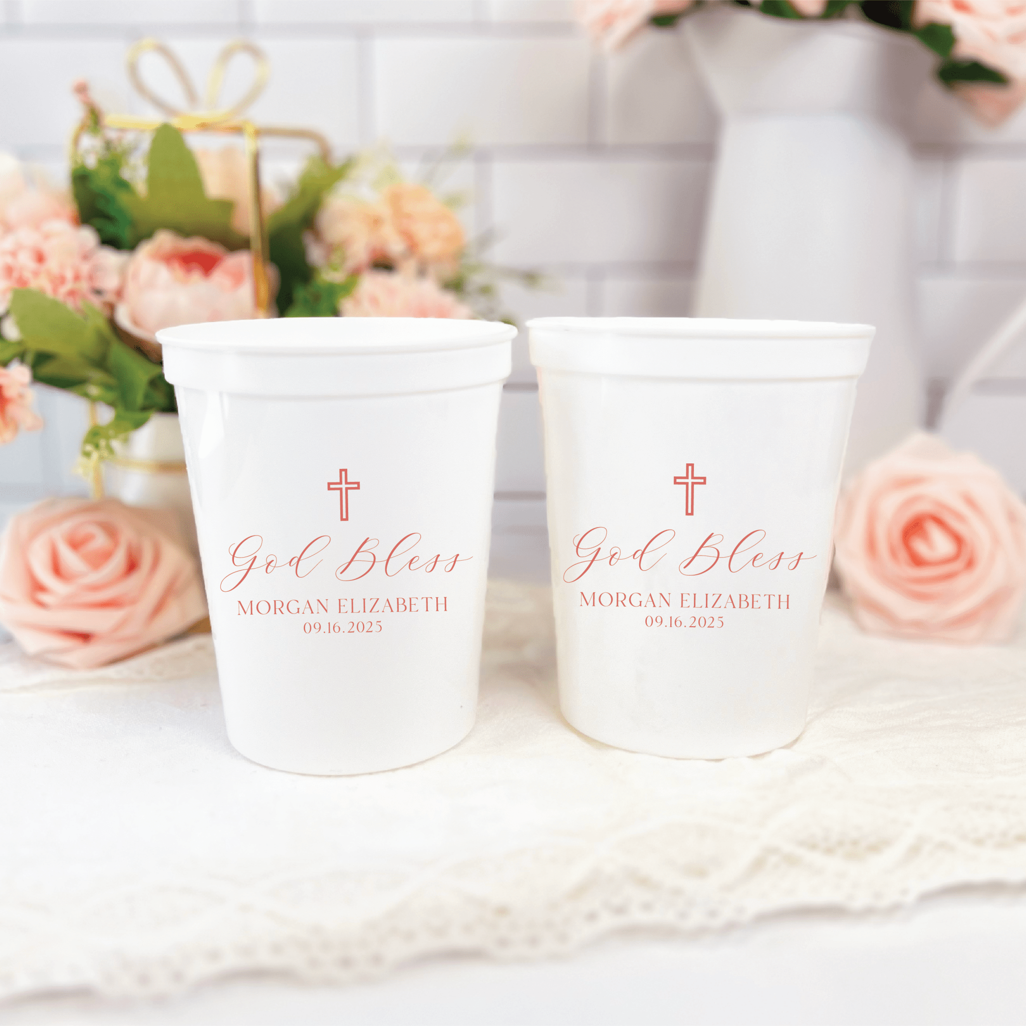 Elegant God Bless Personalized Religious Stadium Cups - Cup - Stadium