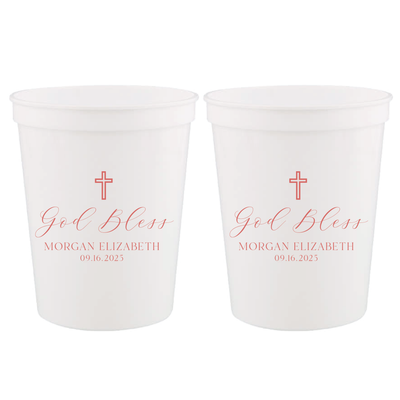 Elegant God Bless Personalized Religious Stadium Cups - Cup - Stadium