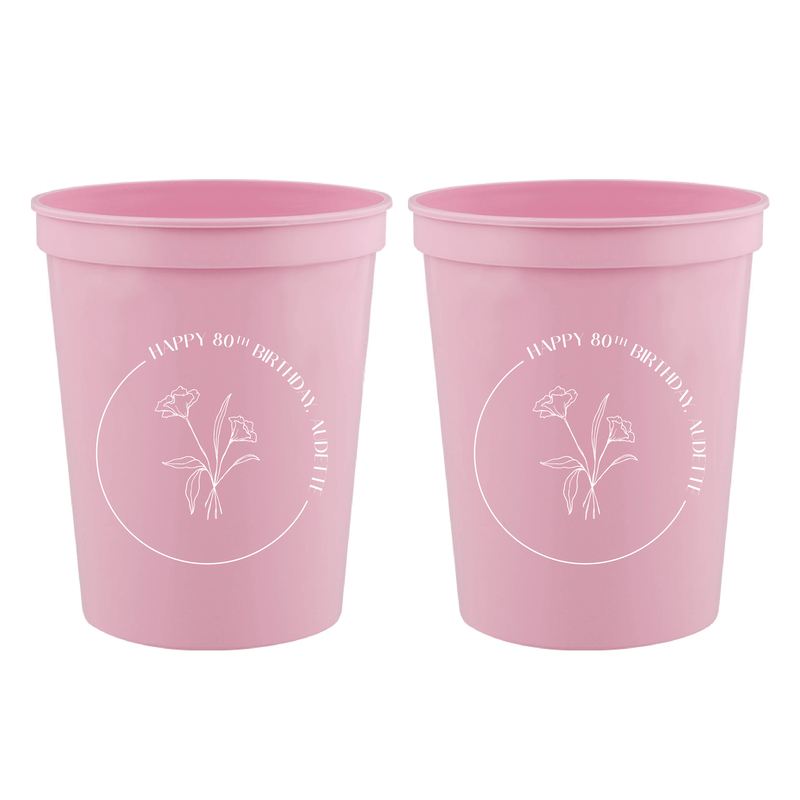 Elegant Floral Birthday Stadium Cups