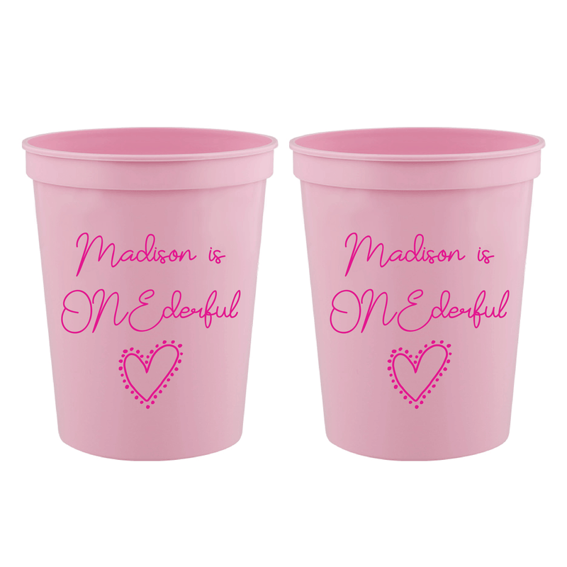 Ms ONEderful Heart Birthday Stadium Party Cups