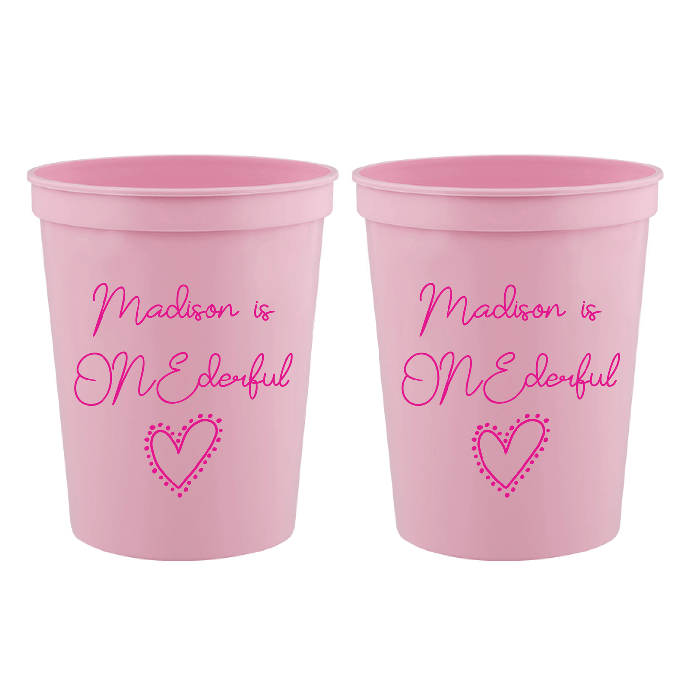 Ms ONEderful Heart Birthday Stadium Party Cups