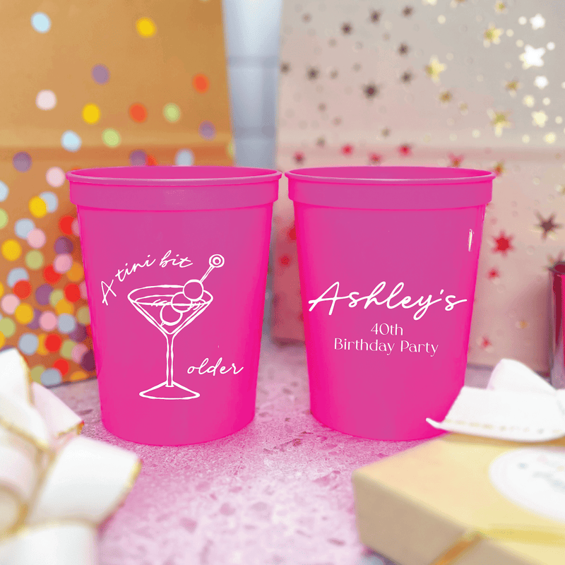 Martinis & Milestones Birthday Stadium Cups