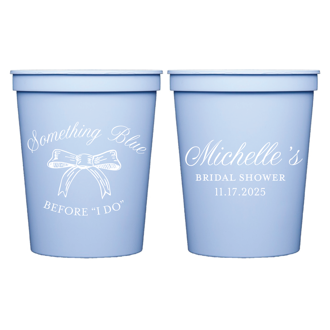 Something Blue Personalized Bridal Shower Stadium Cups