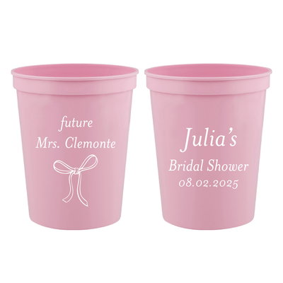 Elegant Bow Personalized Bridal Shower Stadium Cups