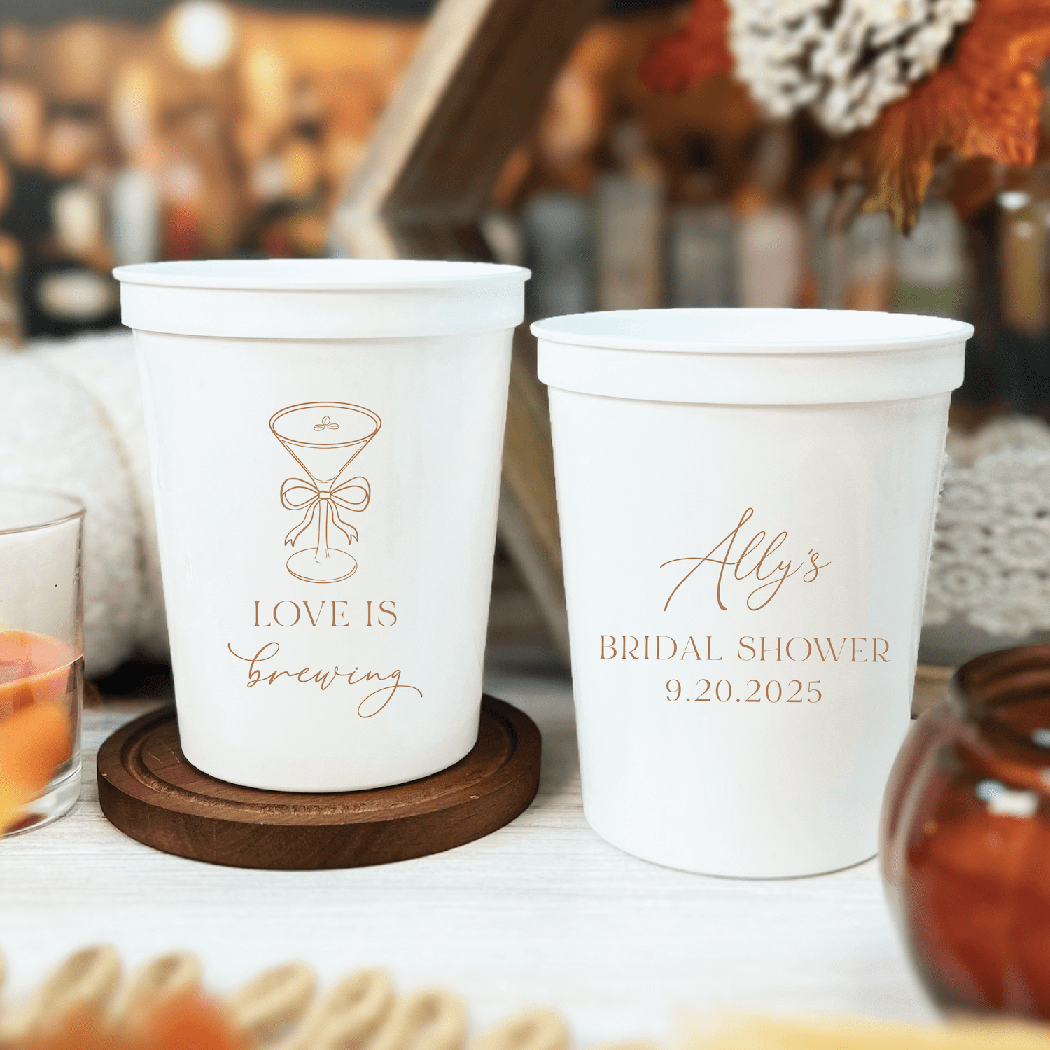 Love Is Brewing Bridal Shower Stadium Cups