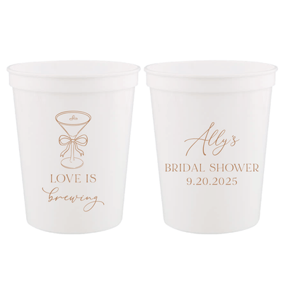Love Is Brewing Bridal Shower Stadium Cups
