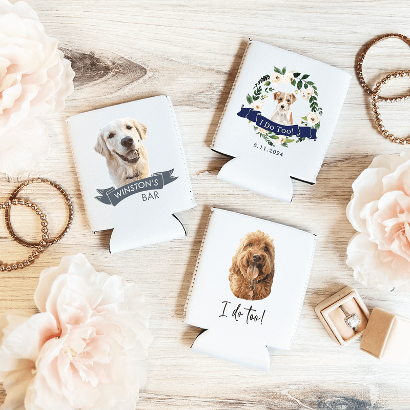Dog Bar Full Color Wedding Beer Can Cooler - CAN COOLERS: Watercolor Pet