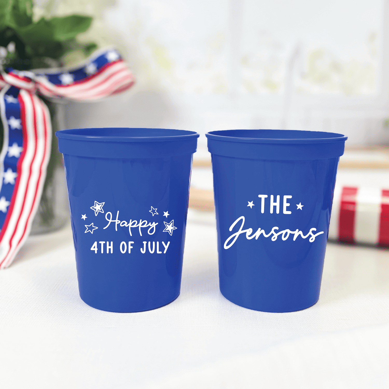 Happy 4th of July Personalized Stadium Cups