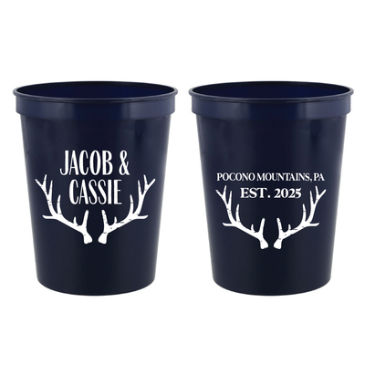 Personalized Antler Wedding Stadium Cups