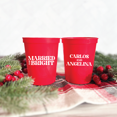 Married And Bright Wedding Stadium Cups