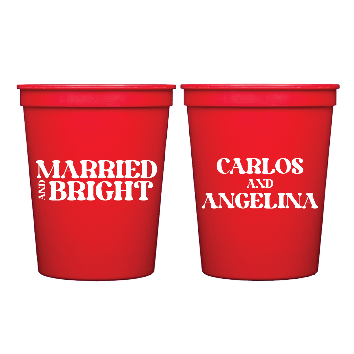 Married And Bright Wedding Stadium Cups