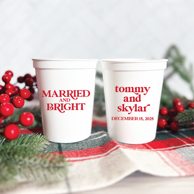 Married And Bright Wedding Stadium Cups