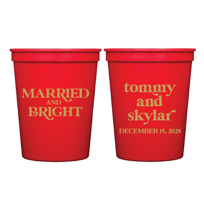 Married And Bright Wedding Stadium Cups