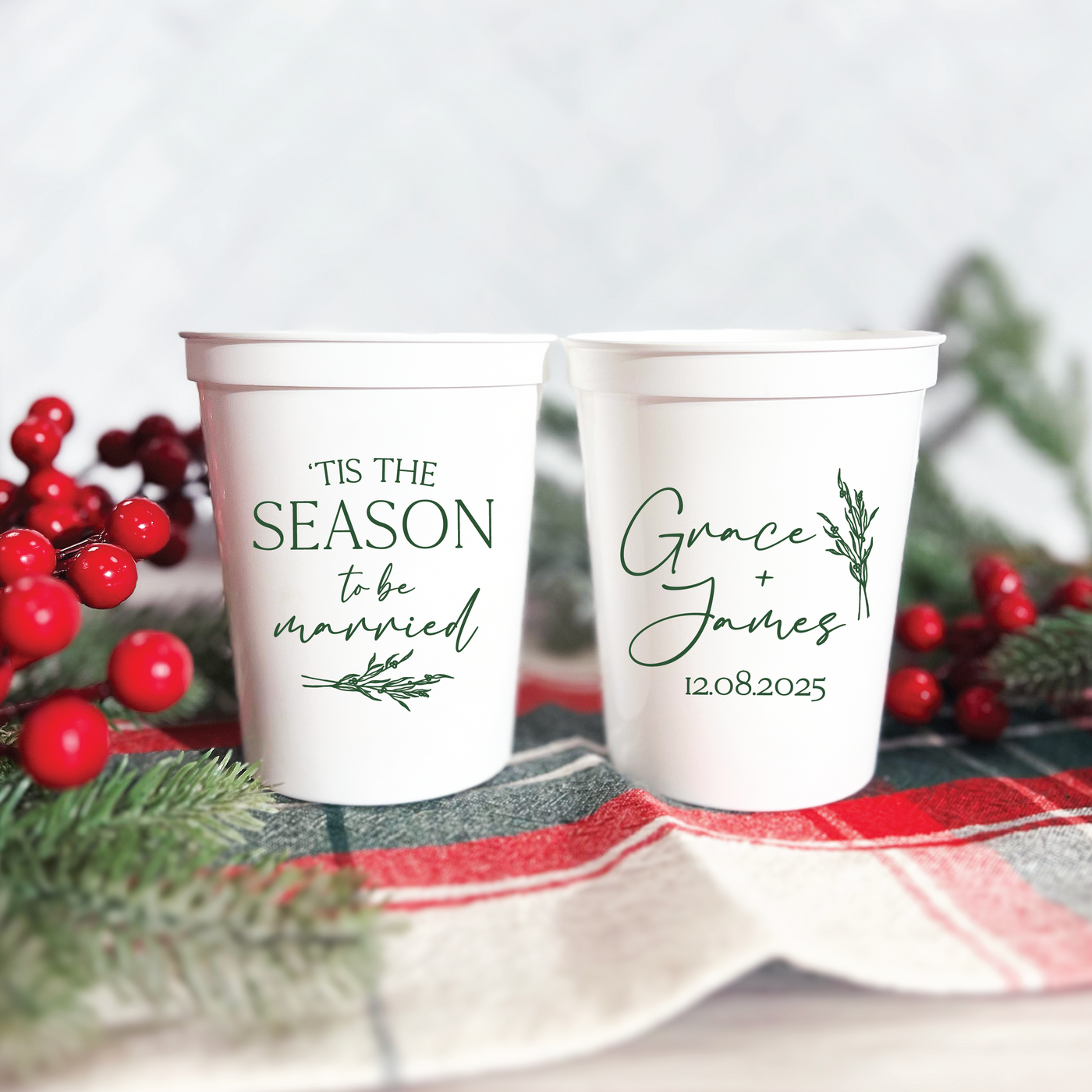 Tis The Season To Be Married Wedding Stadium Cups