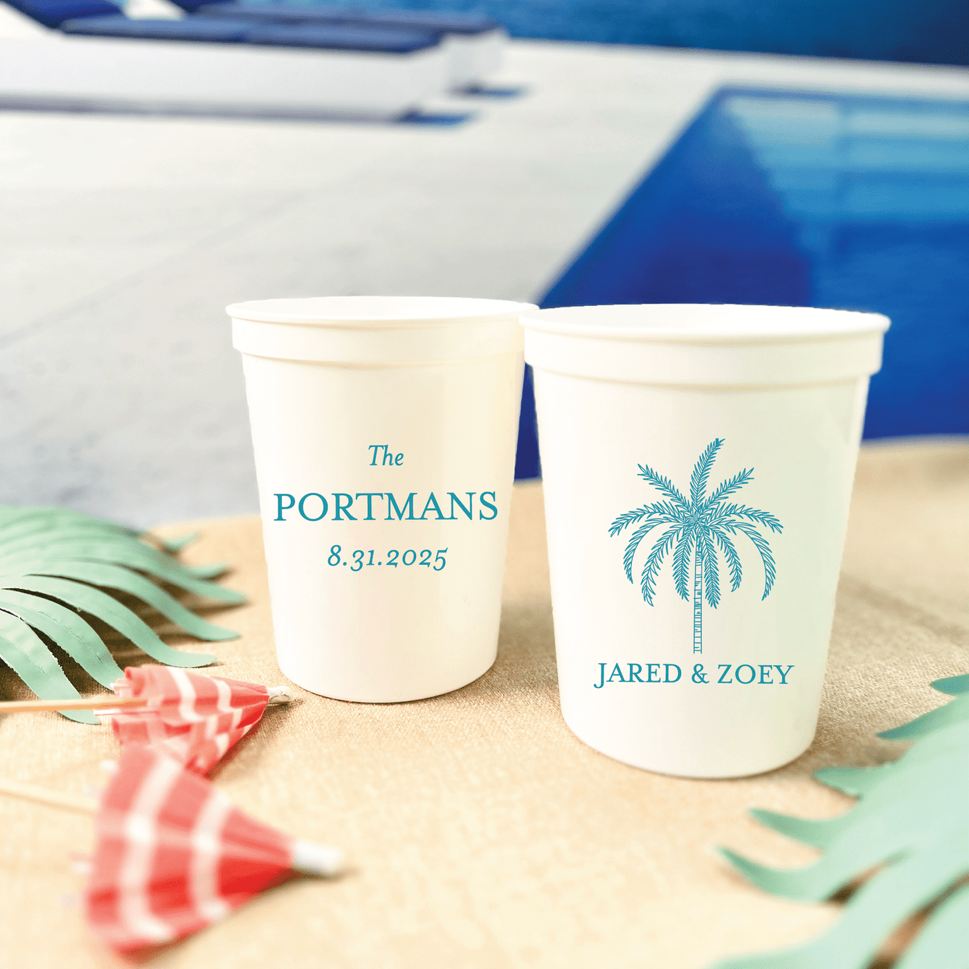 Palm Trees Wedding Stadium Cups
