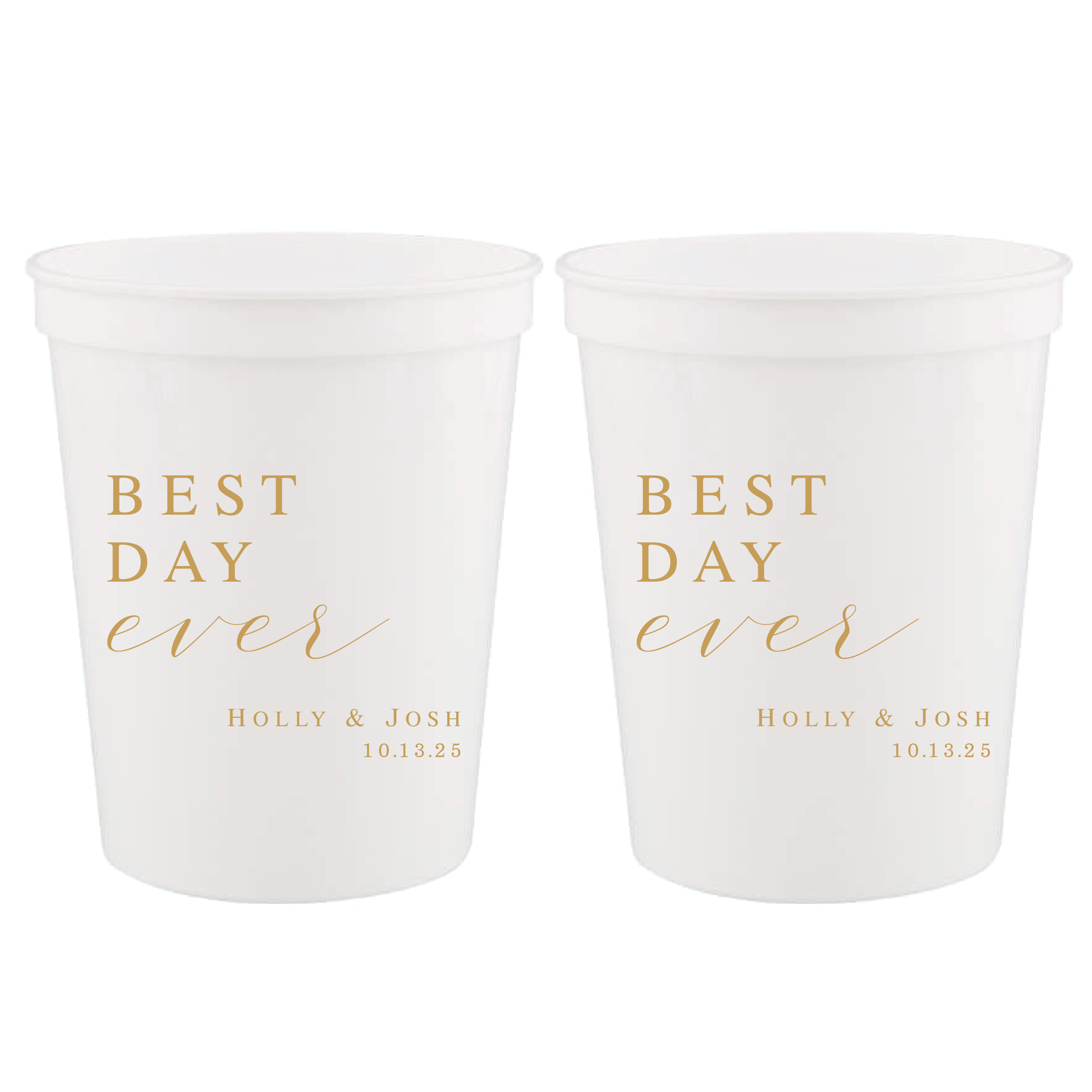 Best Day Ever Personalized Wedding Stadium Cups