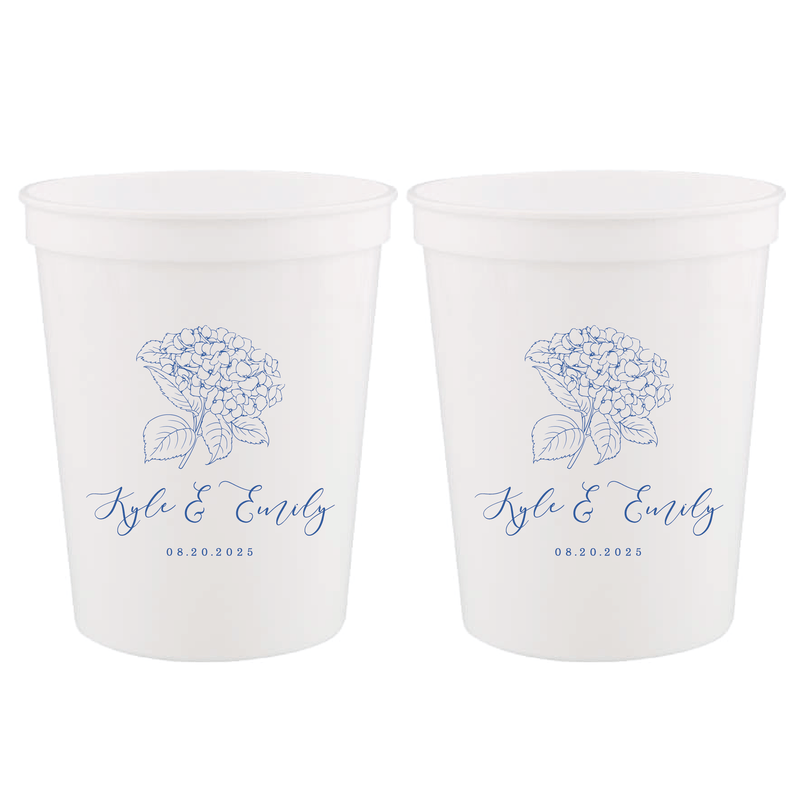 Summer Hydrangea Wedding Reception Stadium Cups