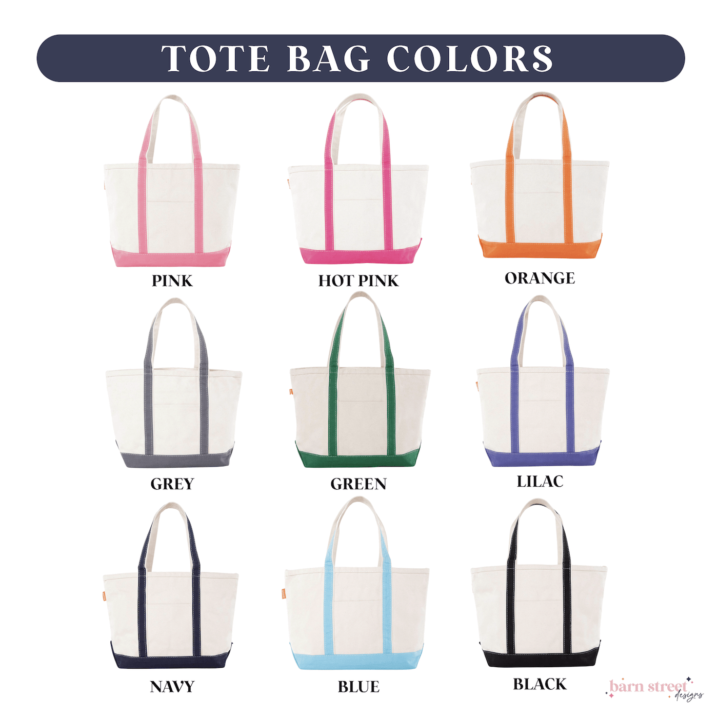 Monogrammed Boat Tote Bag - Barn Street Designs