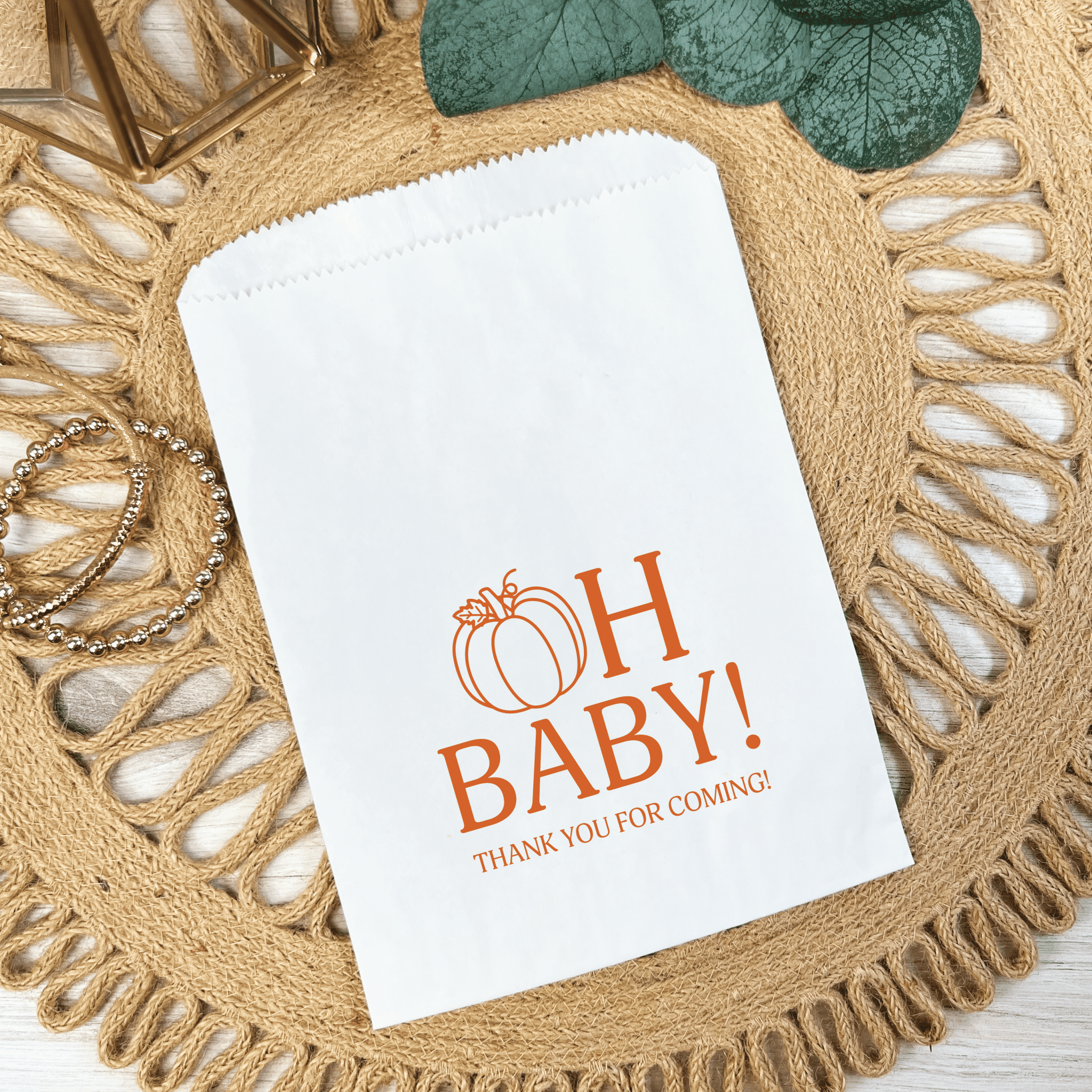 Fall Oh Baby Pumpkin Favor Treat Bags - Treat Bag - Full Color