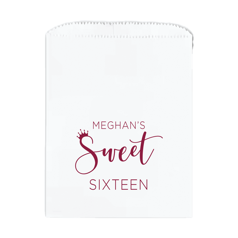 Royal Sweet Sixteen Birthday Favor Treat Bags