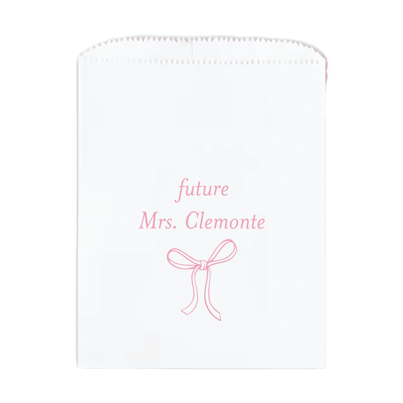Elegant Bow Personalized Bridal Shower Favor Treat Bag - Treat Bag - Full Color