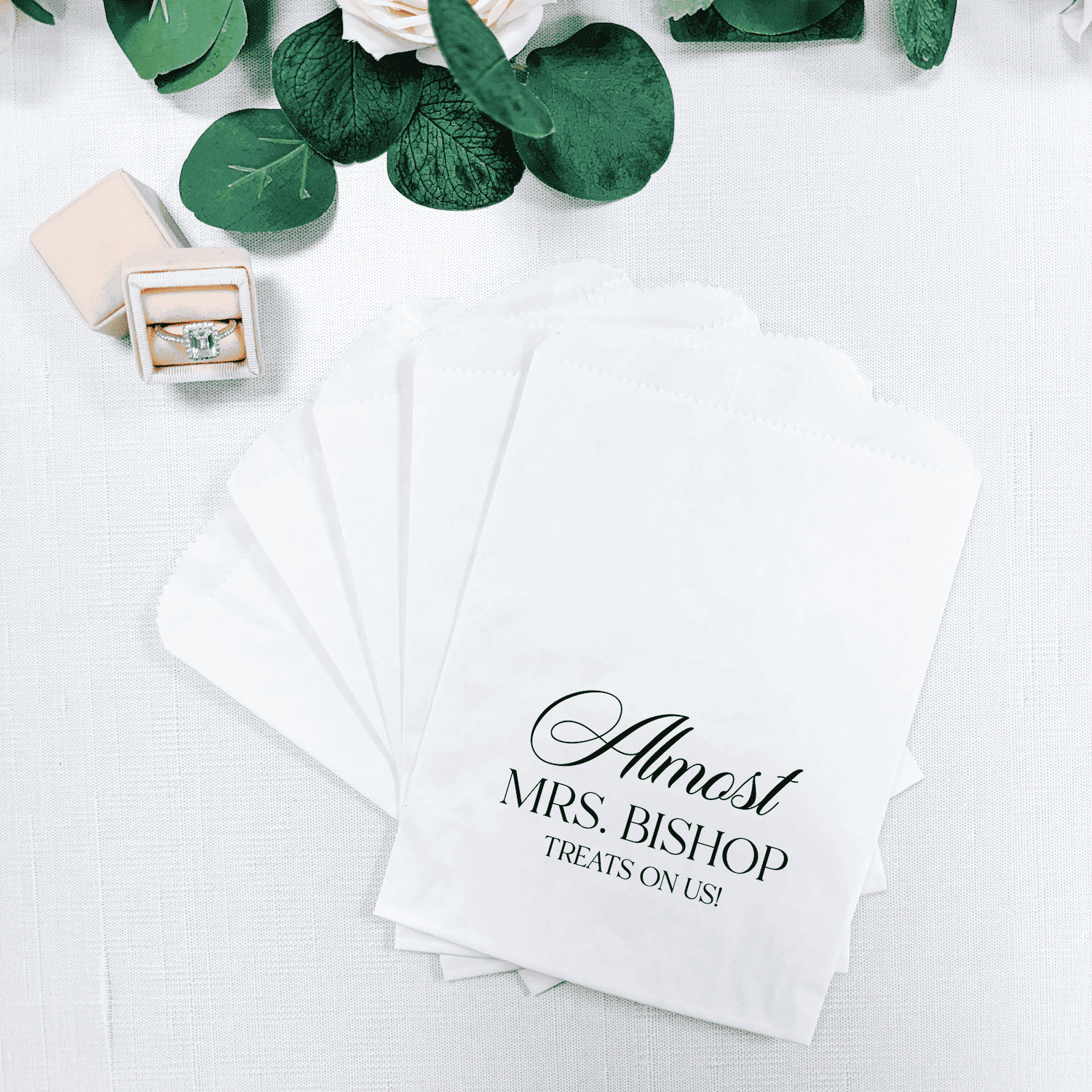 Elegant Almost Mrs Personalized Favor Treat Bag - Treat Bag - Full Color