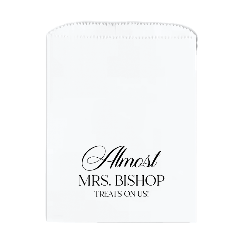 Elegant Almost Mrs Personalized Favor Treat Bag - Treat Bag - Full Color