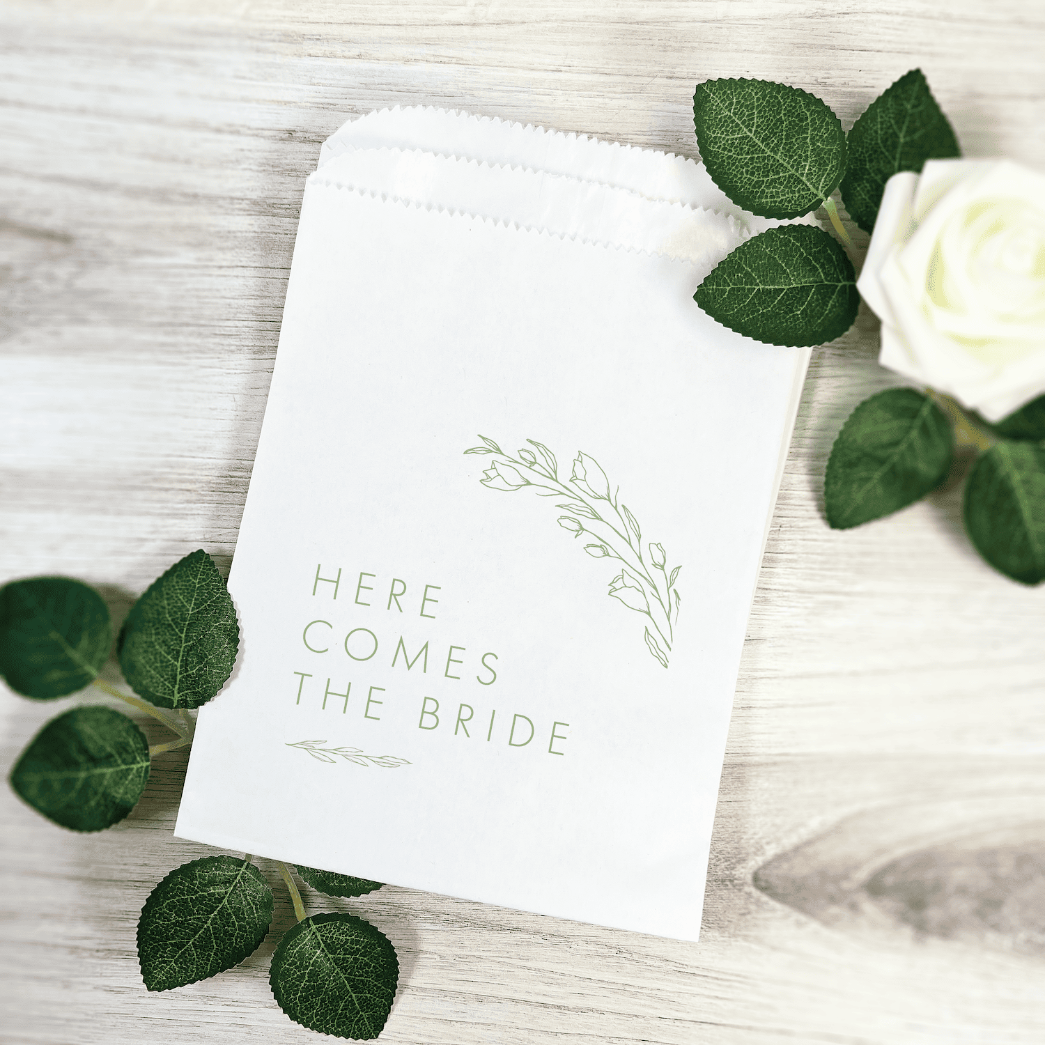 Here Comes The Bride Floral Favor Treat Bag - Treat Bag - Full Color